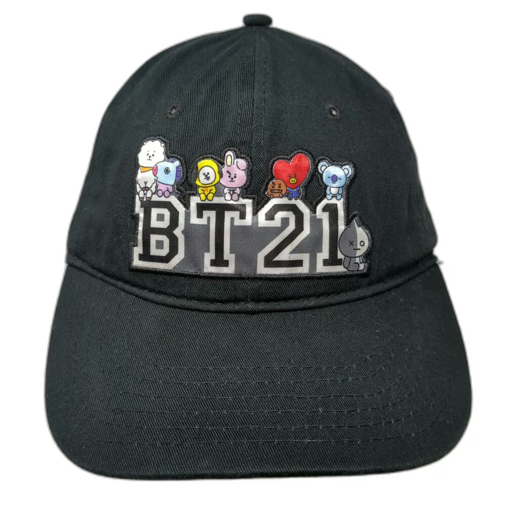 BT21 Baseball Cap Black OSFM Cartoon Character Collegiate Logo Adjustable Hat